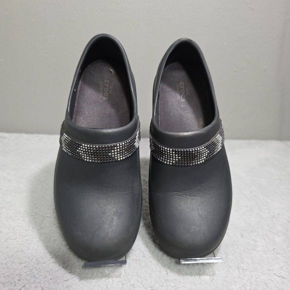 Crocs Neria Pro II Clogs Size 8 Womens Black Bedazzled Black Work Shoes Nursing